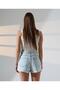 Trend Special Design Tint Wash Laser High Waist Denim Jeans Shorts - 2