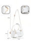 Crinkle Textured White Shk207 Faux Leather Charm Detailed Zippered Adjustable Strap Hand, Arm and Shoulder Bag - 4