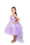 Toddler Girls Bow Front Ruffle Hem Mesh Gown Dress Purple with long tail - 3