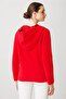 Women's Hooded Zippered Short Knitwear Sweatshirt Y.Red - 3