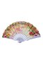 Plastic and textile fan, foldable, flamingo pattern, red