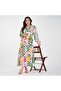 Rayon Colorful Patch Print- V-Neck Maxi Dress with Belted Waist, Available in 3 Colors.