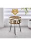 FFD Handmade Natural Ottoman Footrest with 3 Metal Legs | Round Vanity Stool with Tassel - 3