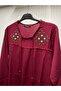 Women's Cotton Ethnic Embroidered Embroidered Tie-Tie Tie-Sleeve Elastic Mother Combed Wide Cut Bluz T-Shirt - 3