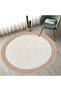 FFD White Natural Jute and Plush Area Rug | 100x100cm