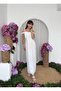 Lined Midi Length Premium Chiffon Dress with Strap Ruffle Detail - 8