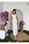 Lined Midi Length Premium Chiffon Dress with Strap Ruffle Detail - 7