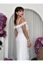 Lined Midi Length Premium Chiffon Dress with Strap Ruffle Detail - 4