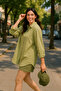 Women's Oversize Loose Cut Shirt - Oil Green - 2