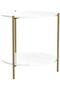 Round Coffee Table - 23.6" Small 2-Tier End Table with Open Storage Shelf, White Wooden Table Top Go - 5