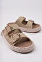 Double Buckle Straw Daily Women's Slippers Mink - 3