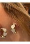 Hey White Heart Detailed Golden Yellow Hoop Daily Use Dangle Women's Earrings - 2