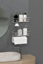 Chrome Silver 2-Piece Adhesive Bathroom Shelf Set – Paper Towel Holder & Shower Organizer Set Bathroom Shelf - 5