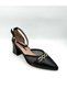 Women's Heeled Shoes Mesh Detailed Genuine (Black Patent Leather) Black Leather