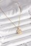 Golden Steel Chain Locket Heart Necklace with Zircon for Elegant Woman