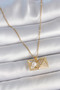 Golden Steel Chain for Elegant Woman Diamond Necklace with Opening Pearl with Zircon - 2