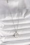 Silver Steel Chain Zircon White Enamel Tree Portrait Necklace for Elegant Woman