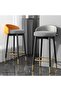 Bar Stools with Backrest Kitchen High Stools with Gold Metal Footrest Round Seat Counter Chair for L - 4