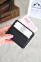 Genuine Leather Men-Women Slim Black Card Holder 1144 - 3