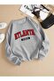 Atlanta Sweatshirt - Gray Printed Oversize Thick Crew Neck