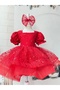 Red Stone Square Collar Girl's Dress Evening Dress - 4
