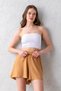 Women's Mink Comfortable Cut Elastic Waist Lace up Regular Waist Wrinkle Textured Knitted Shorts - 6