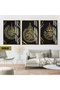 Amazing |   Islamic Set Gold Nas-İhlas-Ayetel Course Combination | Framed Glass Table 3 Pieces Vertical