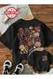 Unisex Summer Garden Flowers Printed Oversize Crew Neck T-Shirt