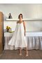 Women's Thin Strap Loose Cut Lined Knee Length Midiboy Tulle Dress