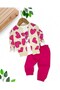 Baby Girl Seasonal 3-Piece Set – Heart Printed Jacket, Long Sleeve Badi and Bottom – 6-24 Months - 2