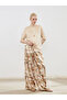 Patterned Wide Leg Women's Trousers with Elastic Waist