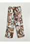 Patterned Wide Leg Women's Trousers with Elastic Waist - 6