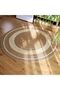 FFD 120x120cm Jute Rug Carpet Floor Mat Round Shape with White Line Jute Carpet Hand Woven Jute Mat