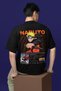 Anime Naruto Jujutsu Kaisen Printed Unisex Oversize 100% Cotton Crew Neck Black T-Shirt