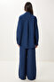 Oversize Muslin Shirt Trousers Set Lsa0014 Dark Blue - 8