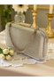 Gold Gold Dore Color Laser Snake Patterned Evening Dress Bag Night Wedding Portfolio - 3