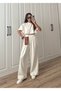 White 100% Modal Crop T-Shirt Palazzo Pants Tracksuit Set - 7008 - 3