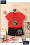 Children's Unisex “Dino Racer“ Special Printed Crew Neck T-Shirt - Shorts Set