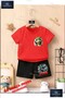 Children's Unisex “Dinosaur Green Cave Exit“ Special Printed Crew Neck T-Shirt - Shorts Set