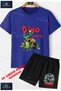 Children's Unisex “Dino Racer“ Special Printed Crew Neck T-Shirt - Shorts Set