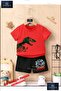 Children's Unisex “Dinosaur Green Patterned Side“ Special Printed Crew Neck T-Shirt - Shorts Set