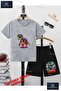 Kids Unisex “ Dinosaur Colorful Single “ Custom Printed Crew Neck T-Shirt - Shorts Set