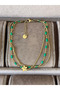 316 L Surgical Steel 3 Row Chain Green Enamel Stainless Tarnish Steel Anklet - 2