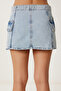Mini Denim Skirt with Pockets Lrc0005 Light Blue - 5