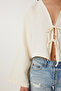 Tie Detailed Muslin Blouse Lfz0003 Light Yellow - 4