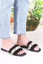 3572 Linen Bead Stone Detailed Holiday Slippers Daily Slippers Women's Slippers - 3