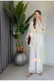 Women's Summer Cotton Voile Lined Lace Detailed Trousers Blouse Set - 3