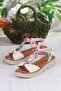 079-513 Fls Buckle Detailed Rubber Tied Colorful Knitted Thick Sole Women's Sandals - 5