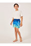 Printed Elastic Waist Swim Shorts - 2