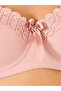 Solid Lace and Bow Detail Padded Wired Push Up Bra - 3
